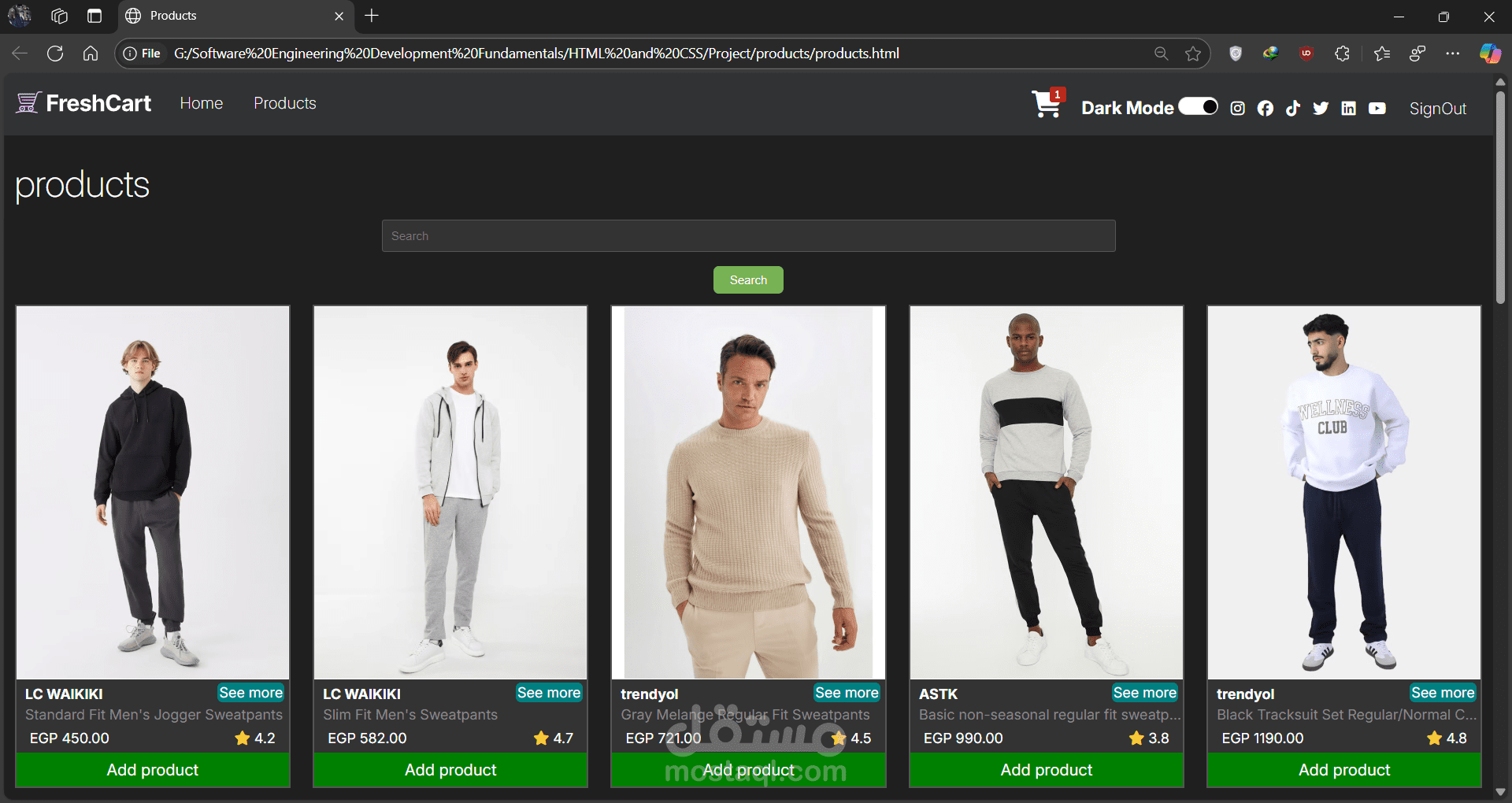 صفحه تحتوي علي منتجات