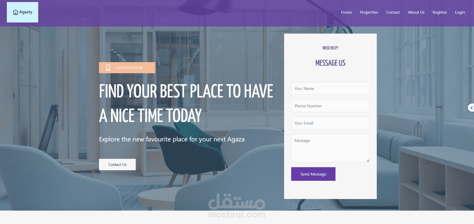 موقع إلكتروني متخصص في تأجير العقارات السياحية باستخدام WordPress