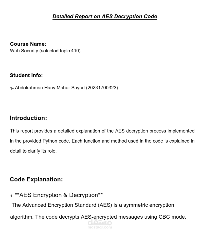 AES Decryption in CBC Mode – Python Implementation and Analysis