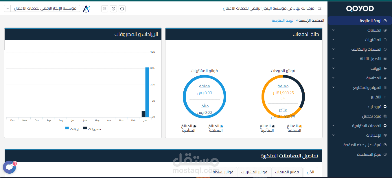 مدير مالي لدى مؤسسة الانجاز الرقمي  على برنامج قيود