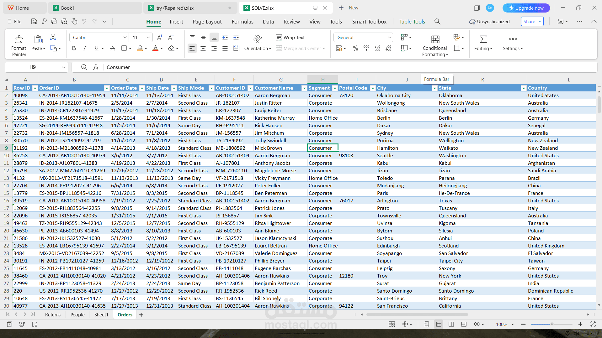 تحليل بعض البيانات باستخدام microsoft excel