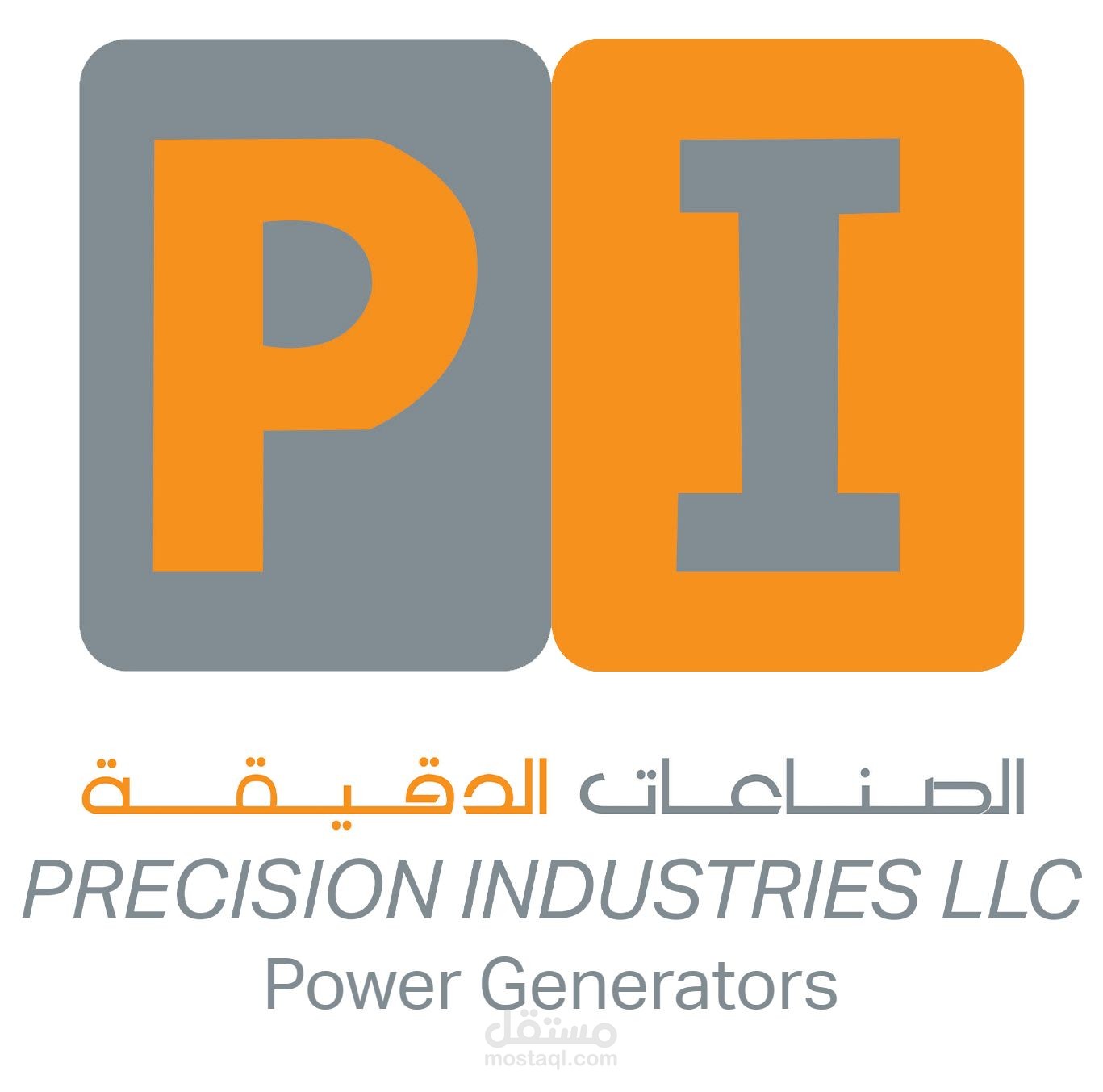 تصميم إعلان لشركة "Precision Industries" في دبي، المتخصصة في مولدات الديزل وحلول الطاقة.