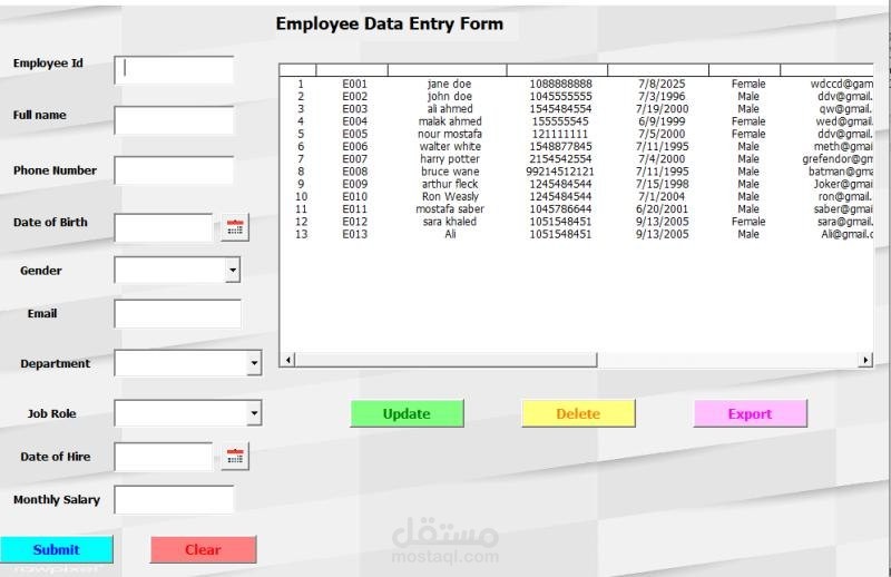 Excel + VBA Dashboard | Dynamic Employee Data Management & Automation Tool