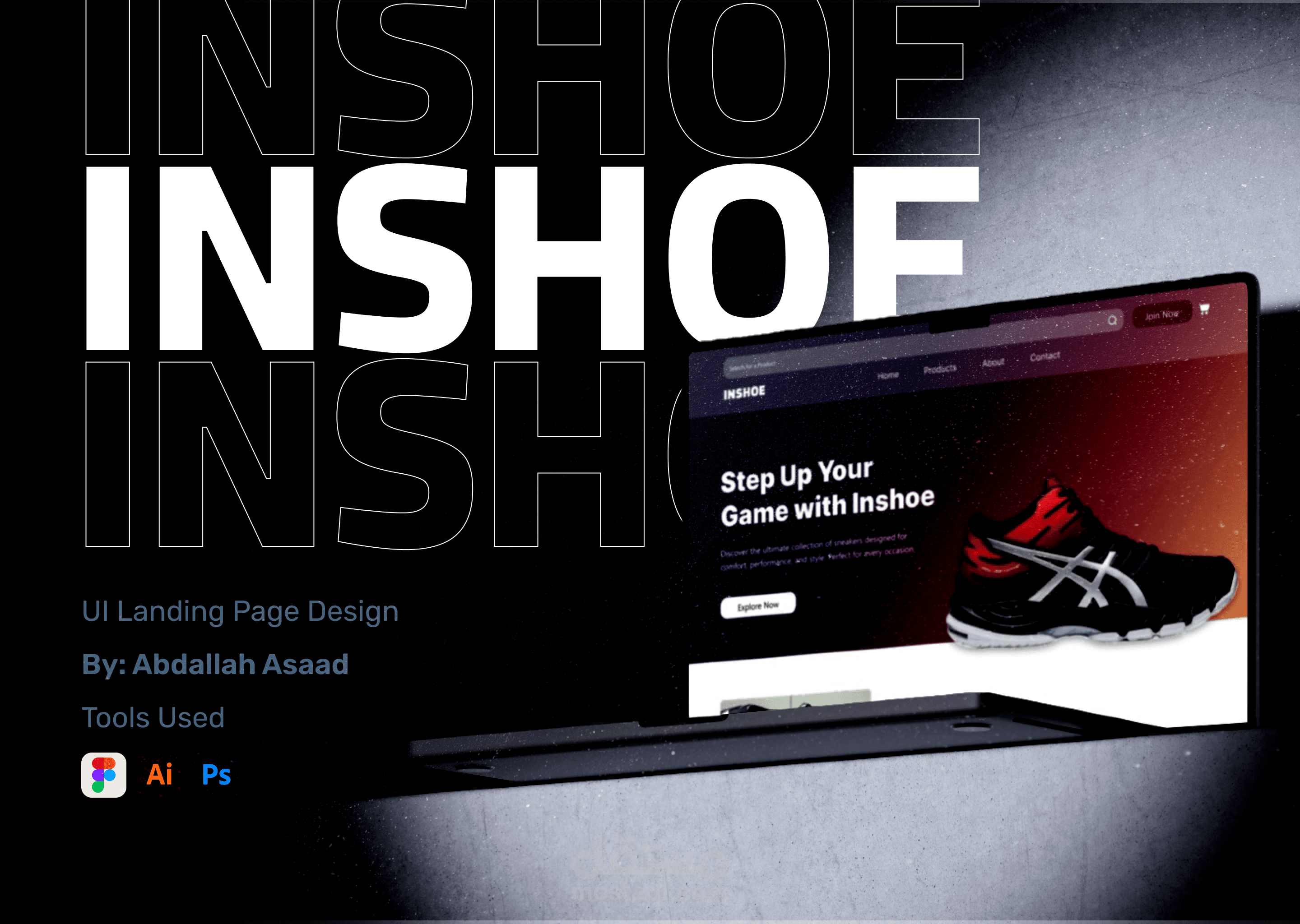 تصميم واجهة مبتكرة لموقع Inshoe لعرض الأحذية الرياضية