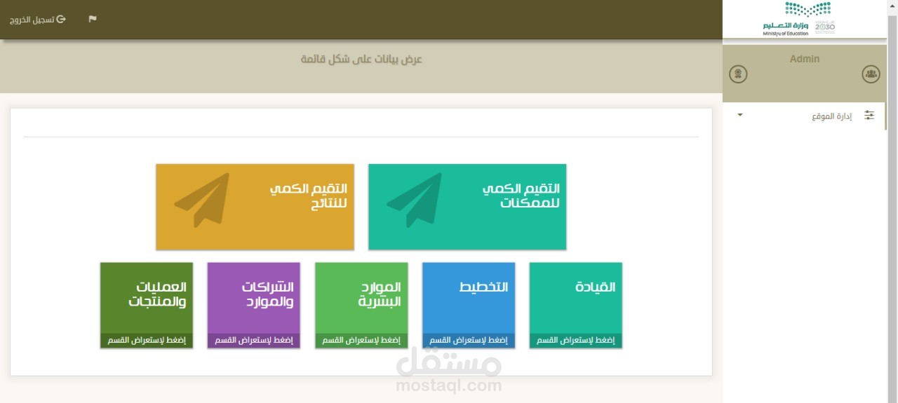موقع احترافي التقييم الذاتي المؤسسي بتصميم رائع مميز 2018