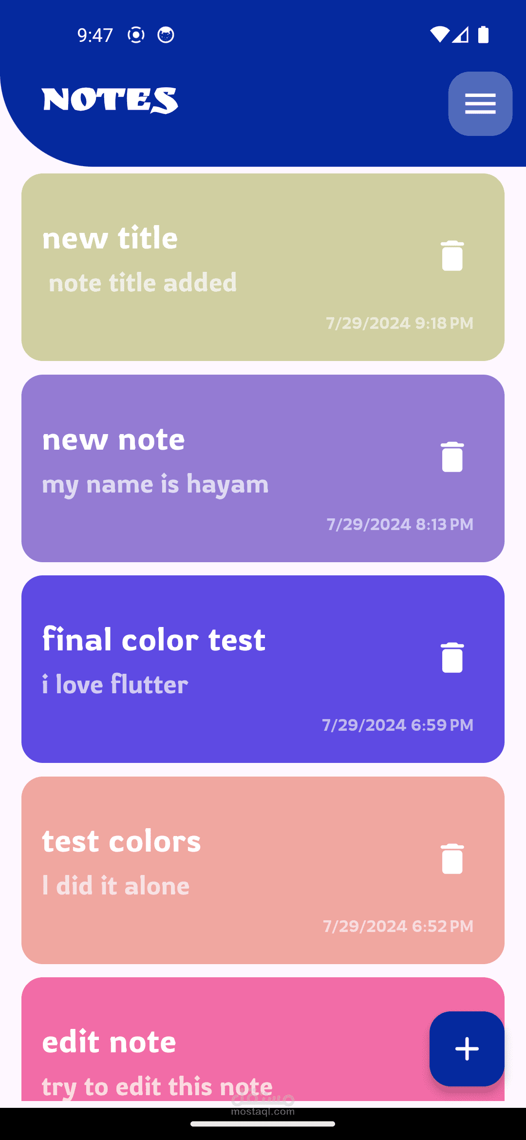 Notes mobile app