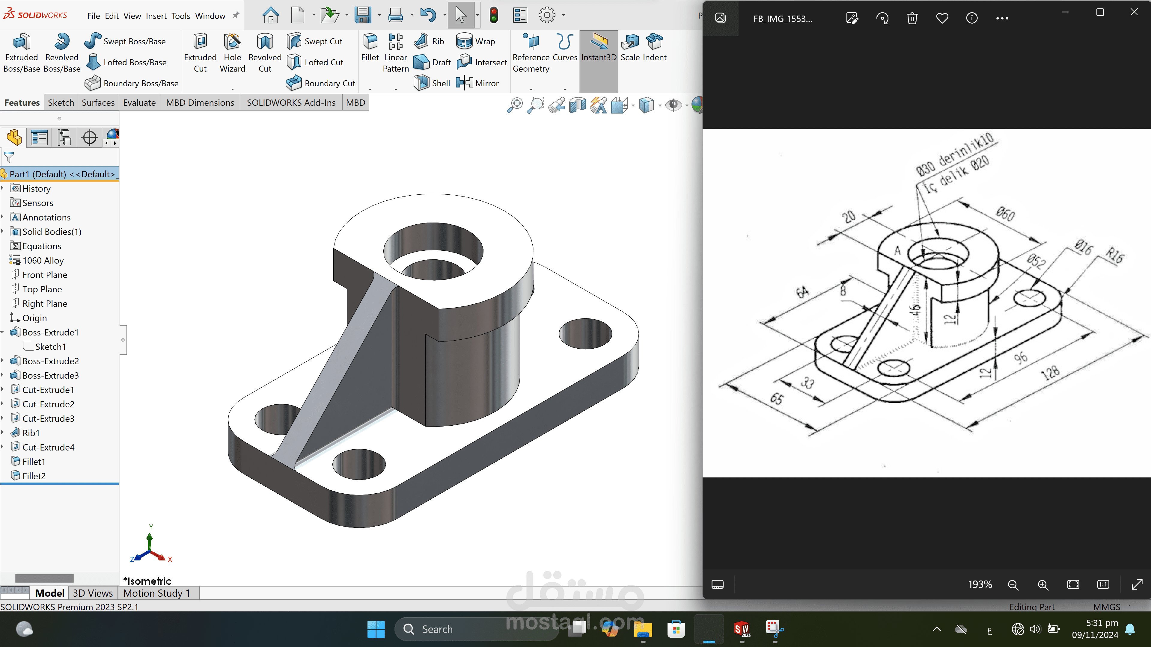 تصميم قطع ميكانيكية باستخدام الSolidworks
