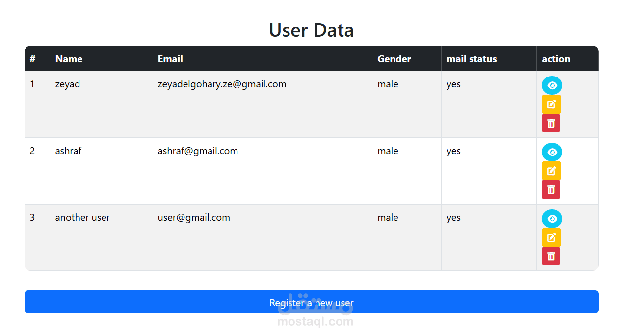 نموذج تسجيل المستخدم باستخدام PHP و MySQL