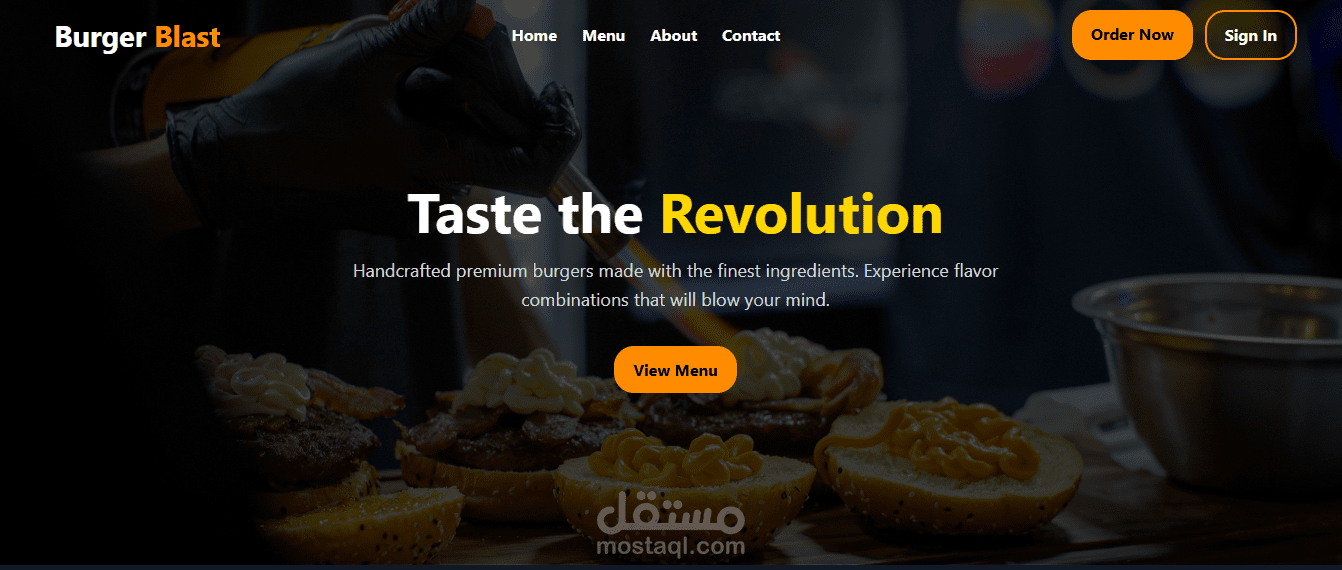موقع الكتروني لمطعم Burger Blast