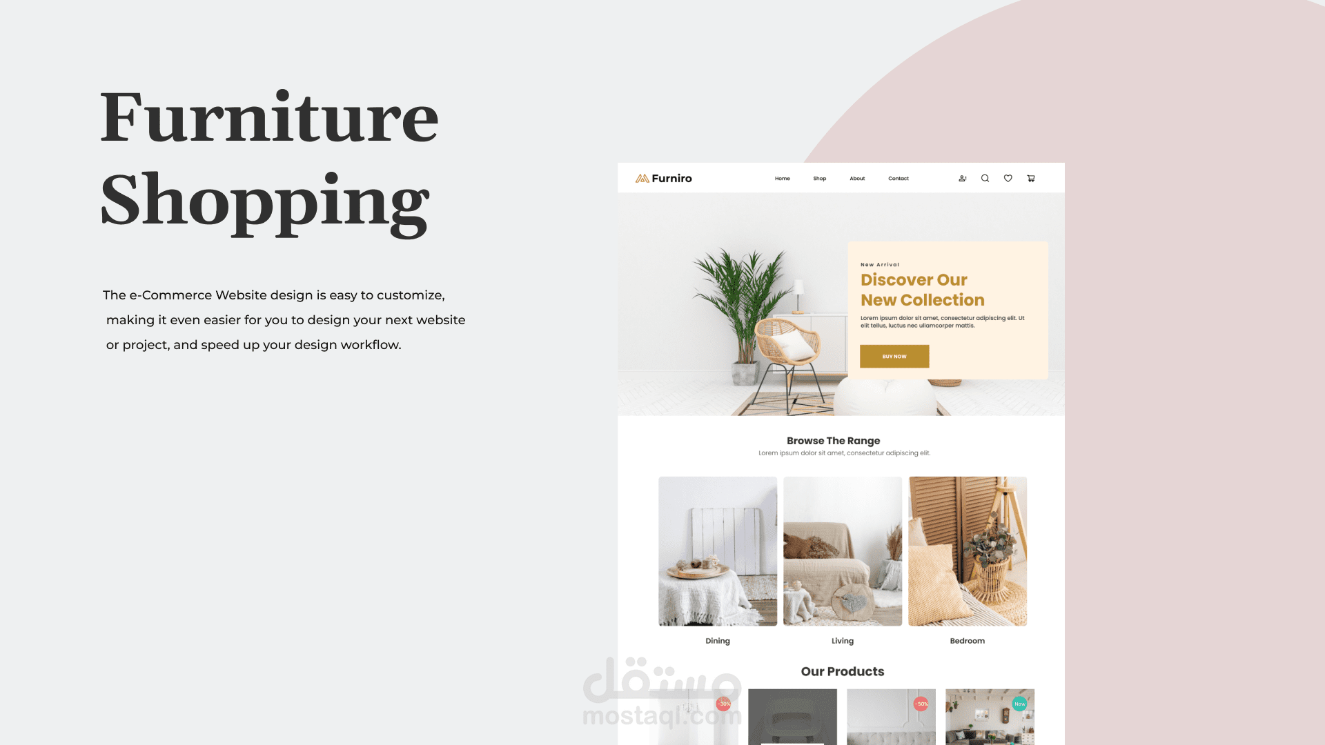 تصميم UI UX لموقع لبيع الاثاث
