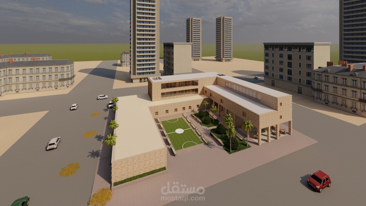 تصميم مدرسة (على الطراز النجدي السعودي)