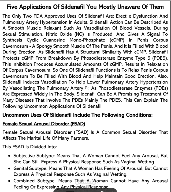 Five Uses Of Sildenafil You Probably Unaware Of Them