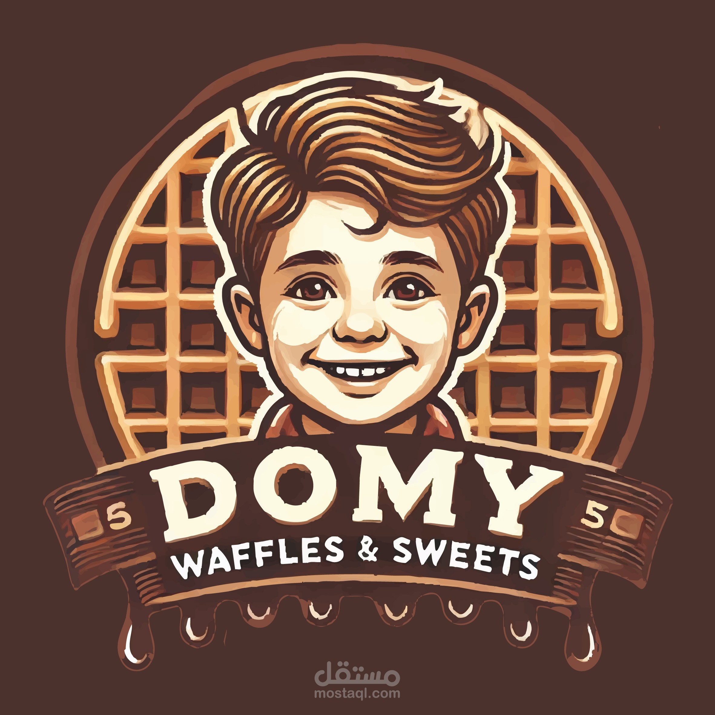 تصميم الهوية التجارية و المنيو لمطعم  Domy Waffle & Sweets