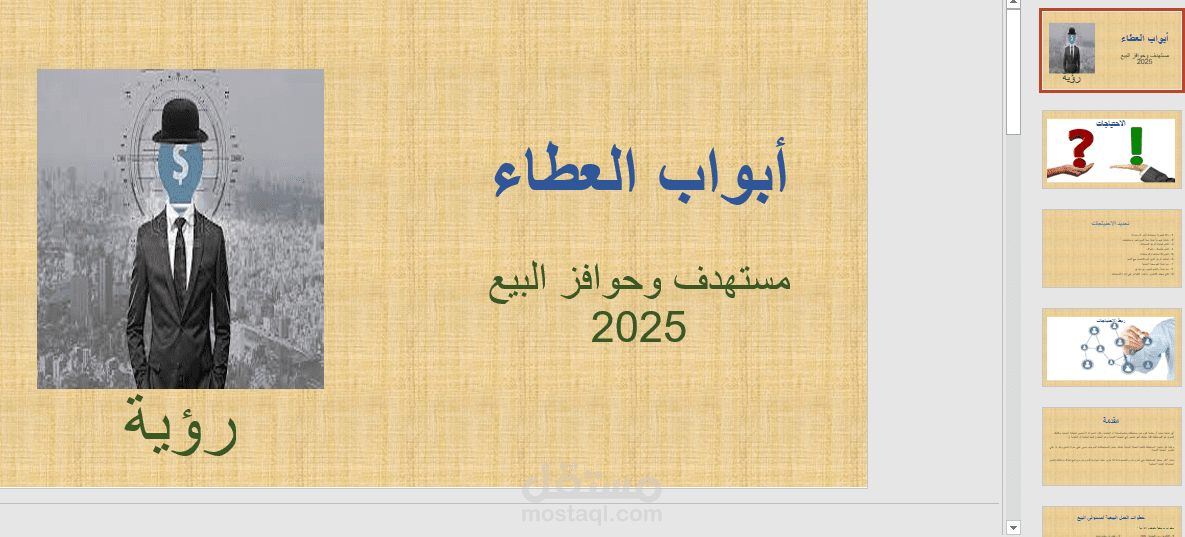 عمل مستهدفات بيعية لفروع ابواب العطاء لعام 2025