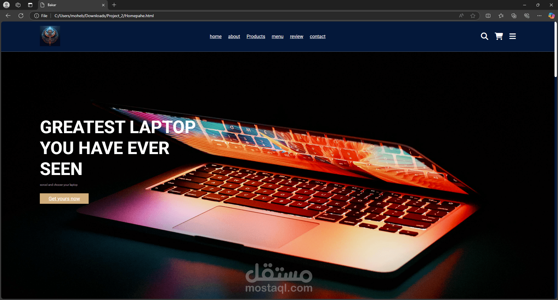 موقع إلكتروني لمتجر إلكتروني لبيع اللابتوبات