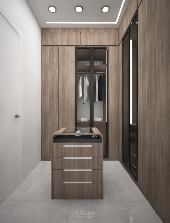 تصميم غرفة ملابس صغيرة مقاس 230*250
