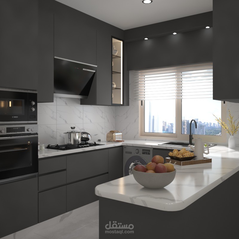 مطبخ بلون سكني
