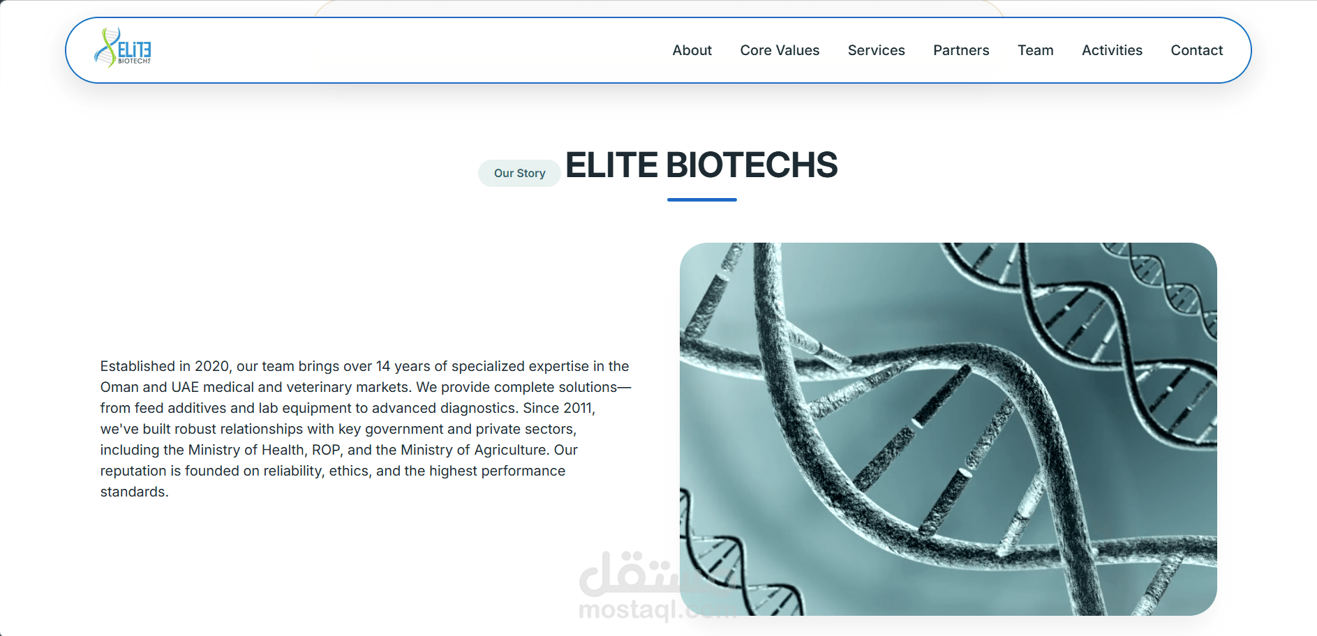 تطوير موقع شركة ELITE BIOTECHS - حلول بيوتكنولوجية متكاملة