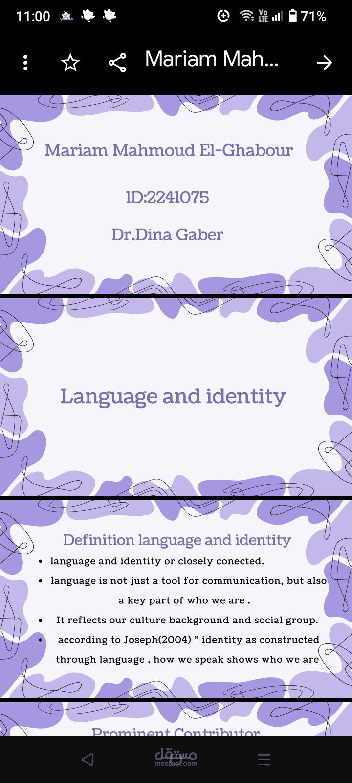 Presentation on the language and identity