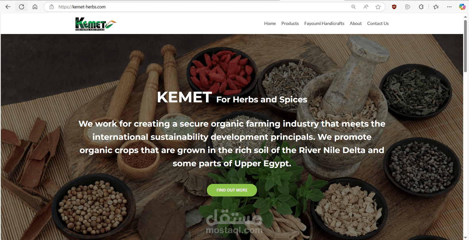 تطوير موقع لشركة Kemet Herbs لتجارة وتصدير الأعشاب