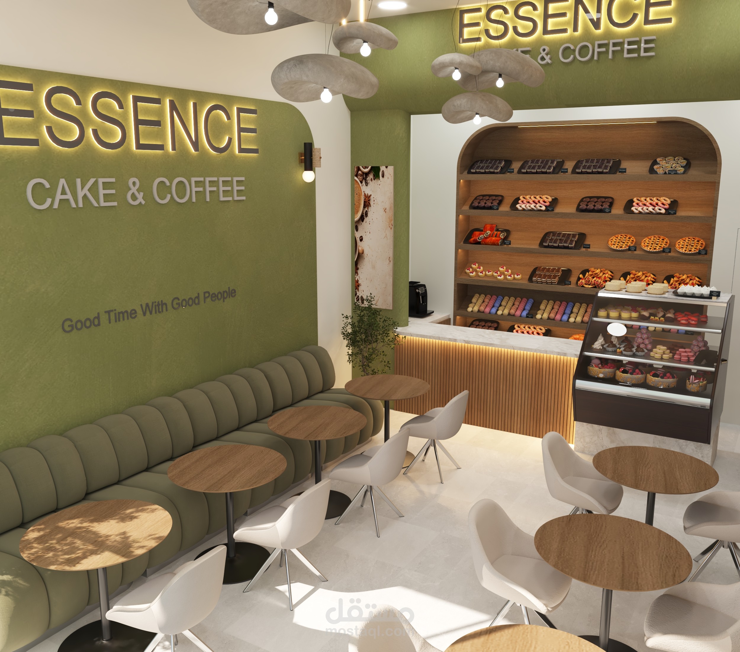 محل حلويات بالمطبخ الخاص به