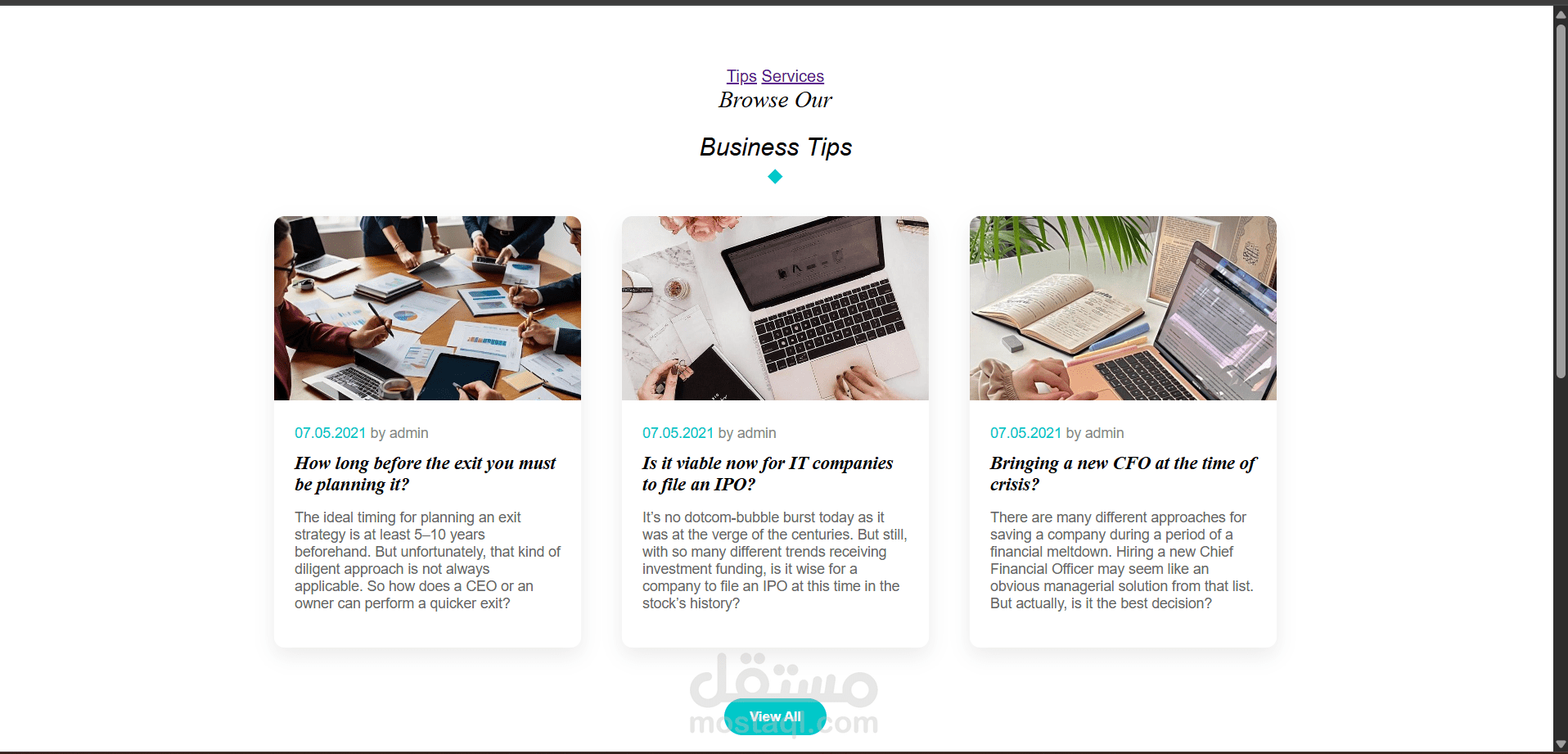 Business Blog Section