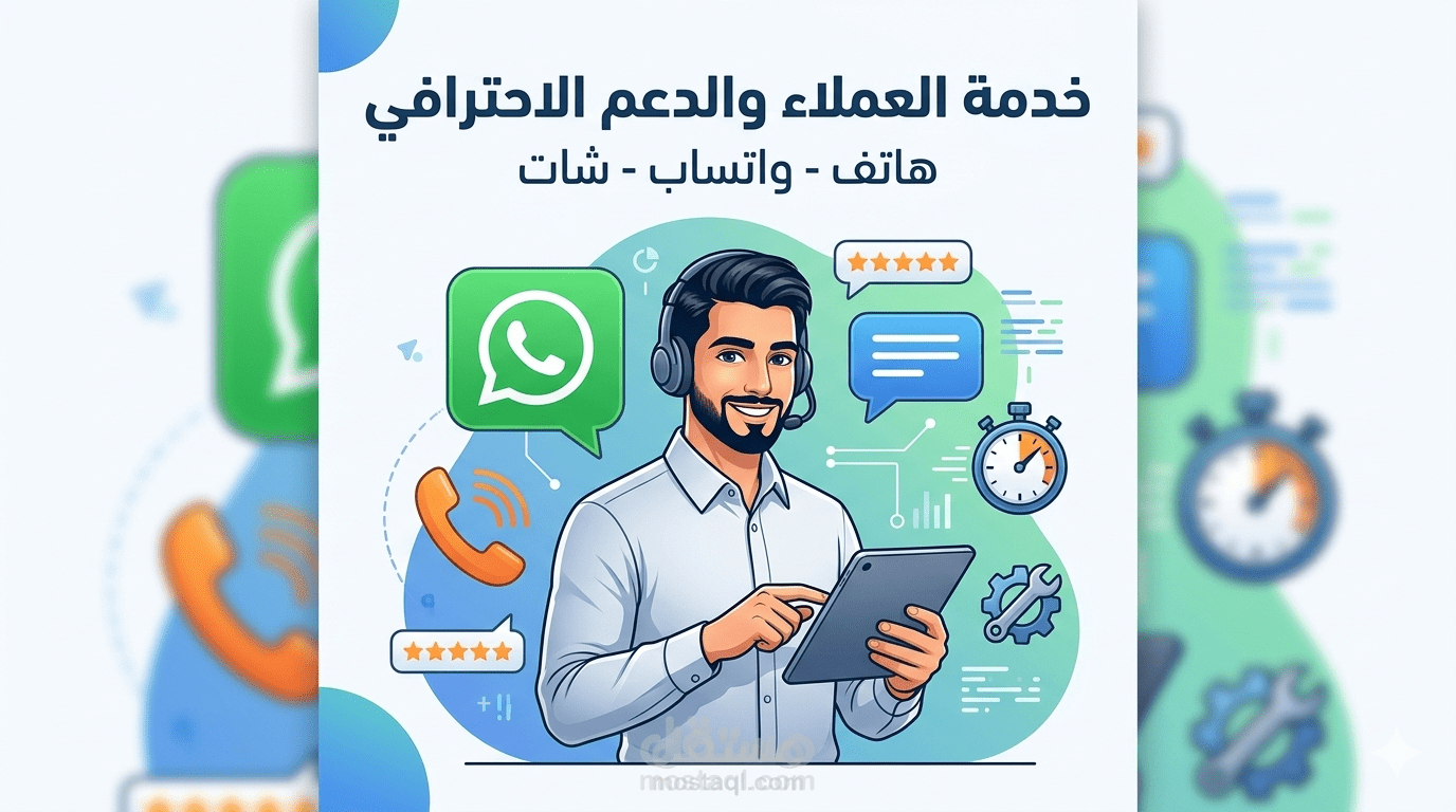 تقديم خدمة العملاء والدعم الاحترافي عبر الهاتف والواتساب