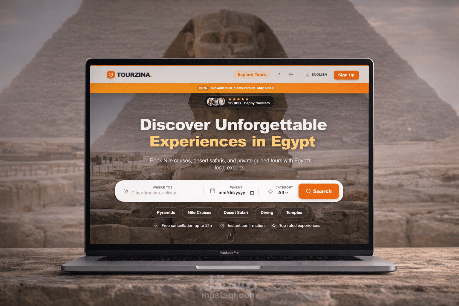 Tourzina منصة رحلات وأنشطة ترفيهية متعددة الأدوار مع نظام حجوزات وتسويق وعمولات