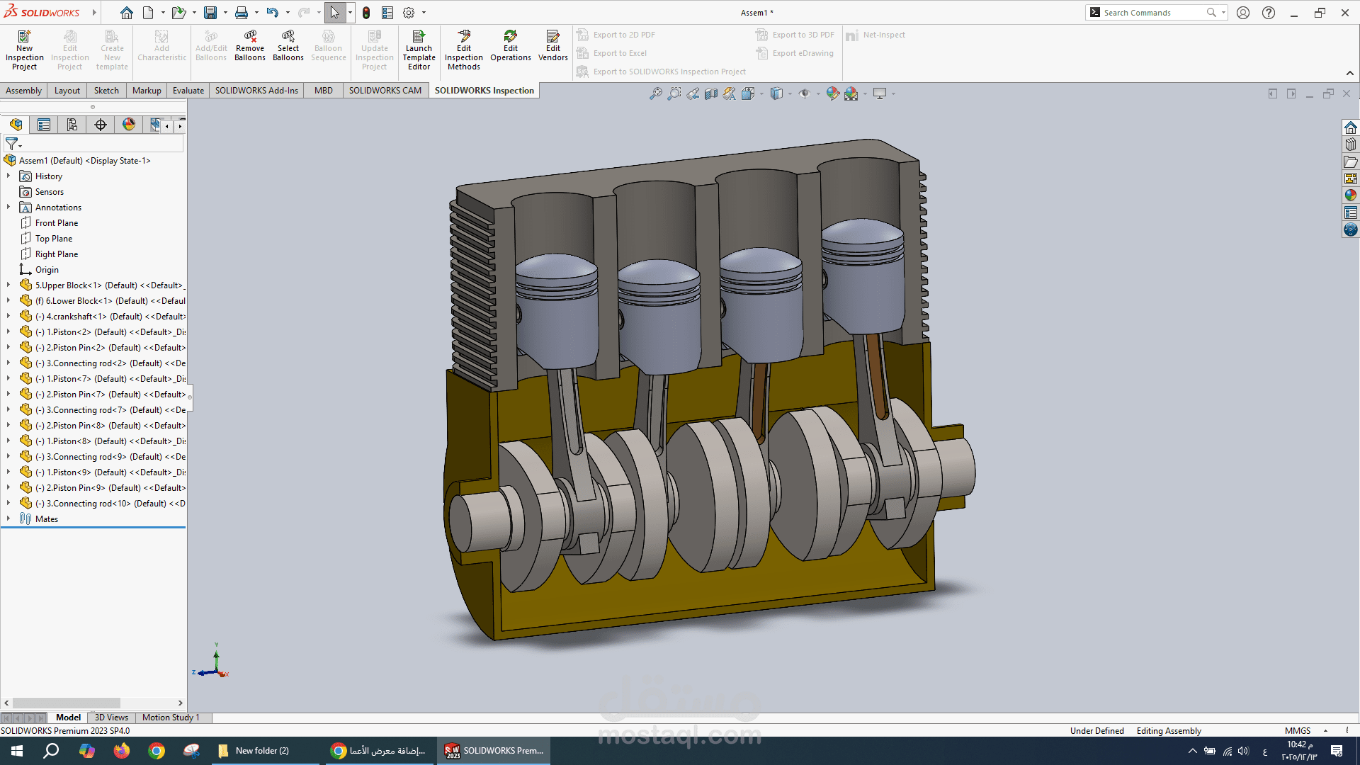 Inline Four-Cylinder Engine Assembly – SolidWorks 3D Model