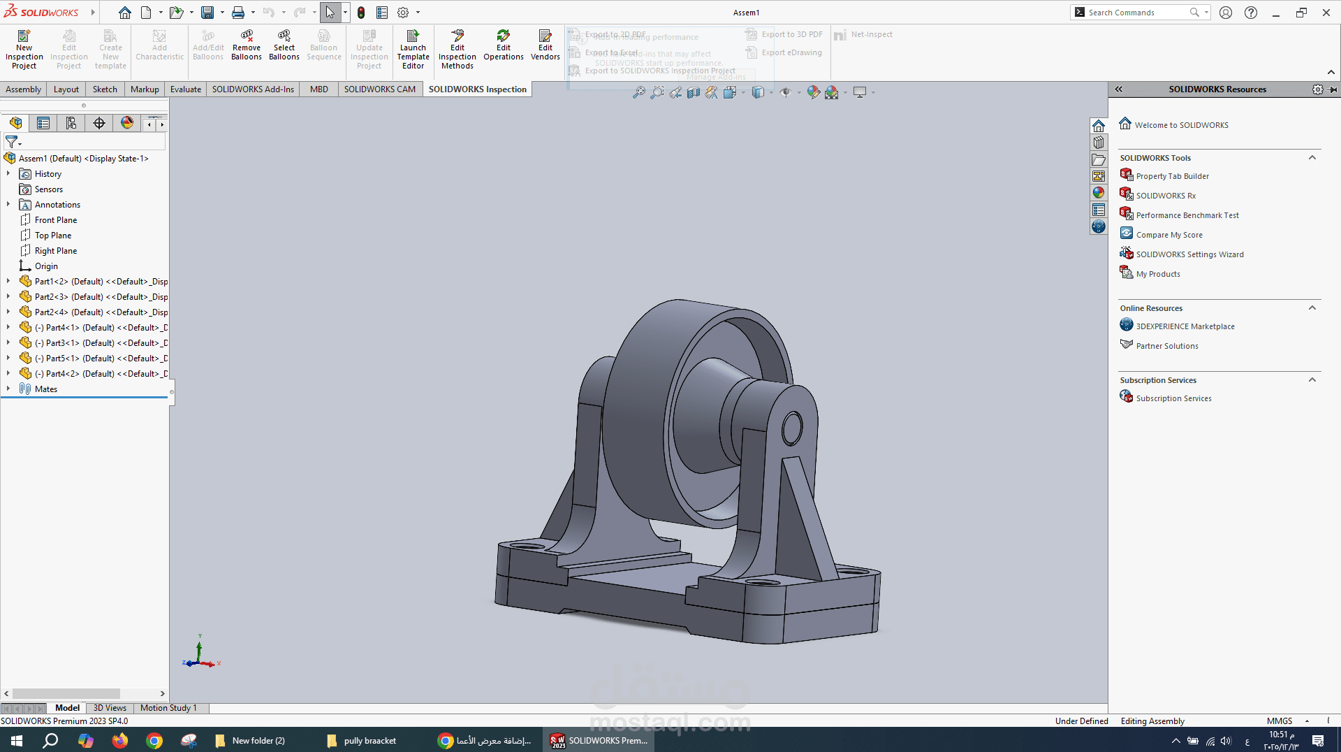 Pulley Bracket Assembly – SolidWorks 3D Model