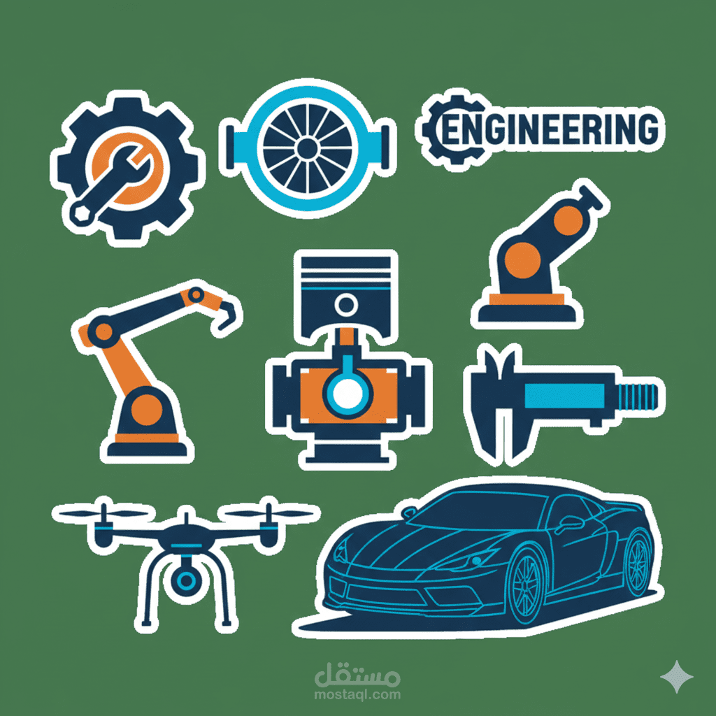 Mechanical Engineering Parts Stickers