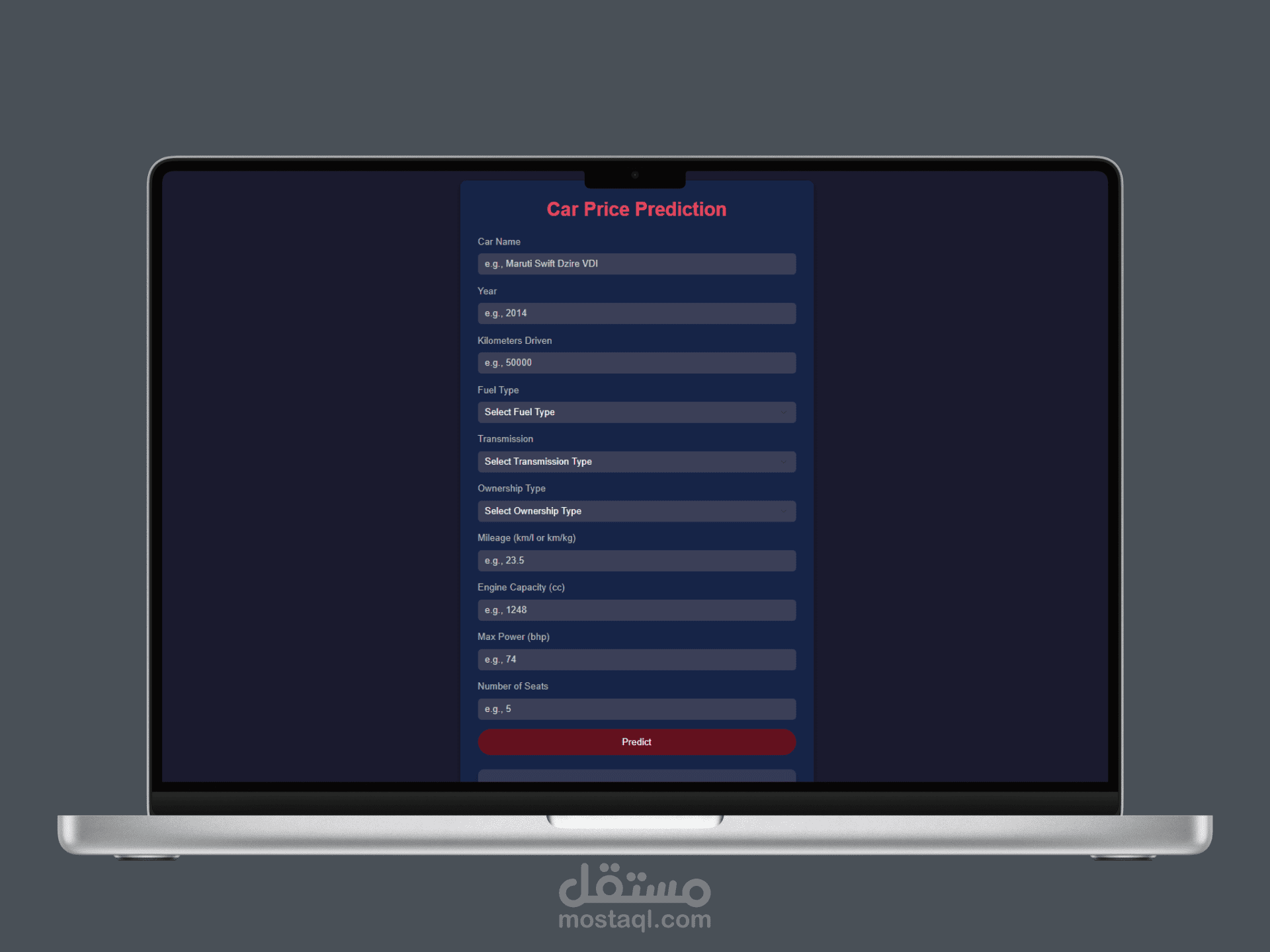 نظام توقع أسعار السيارات باستخدام ال machine learning