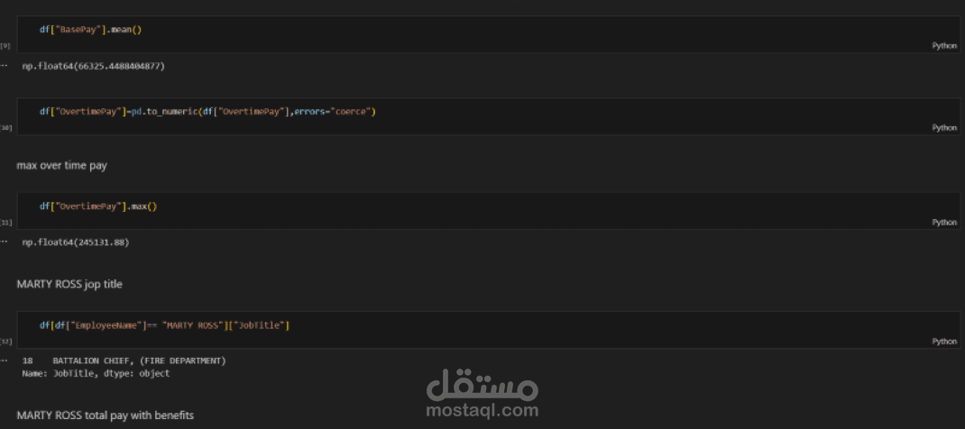 تحليل بيانات رواتب موظفين  باستخدام Python وPandas