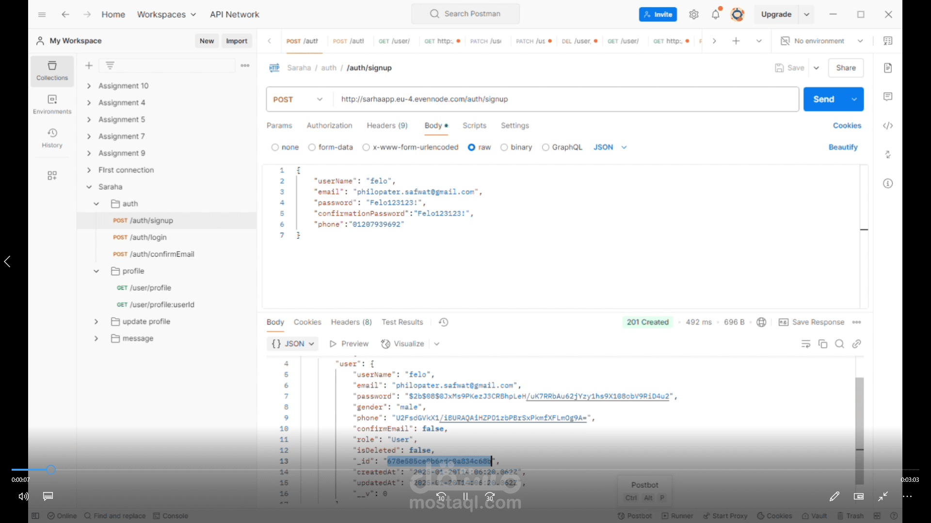 استخدمت Node.js لإنشاء قاعدة البيانات وواجهة برمجة التطبيقات (API) لتطبيق Saraha.