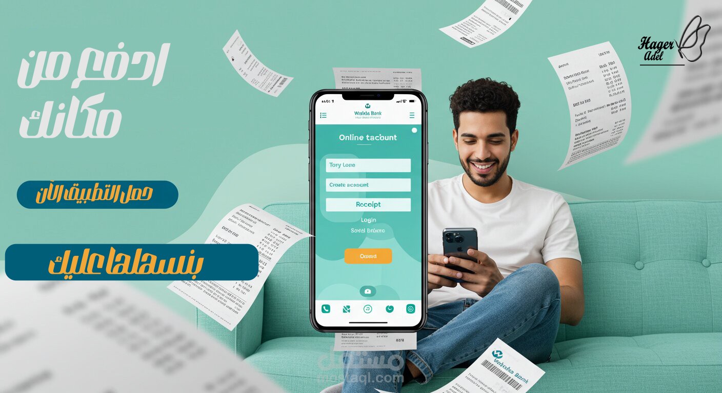 إعلان تسويقي لتطبيق مصرفي أو خدمة دفع إلكترونية