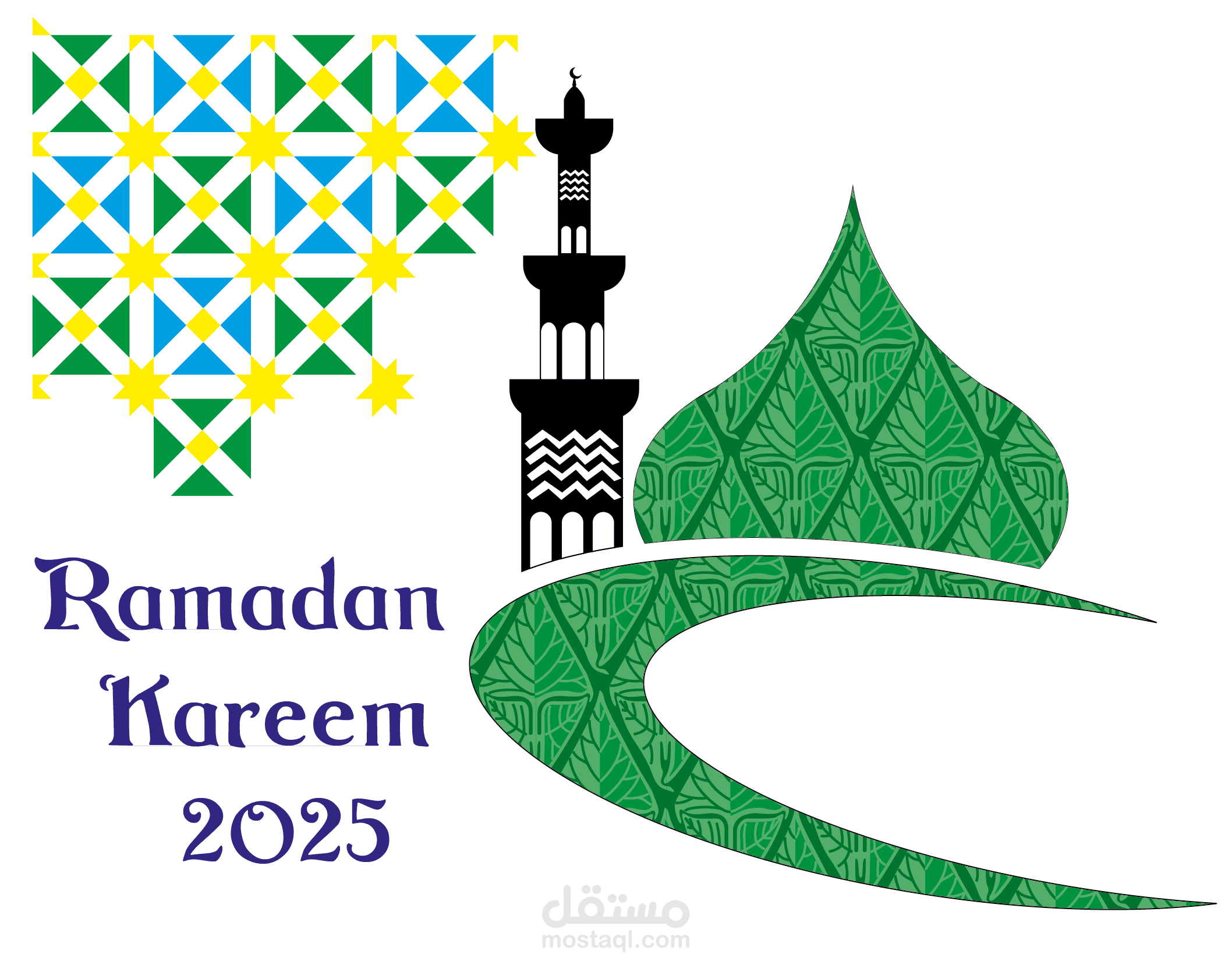 تصميم خاص بشهر رمضان بزخرفة الزليج وبهاء الهلال.. نستقبل رمضان