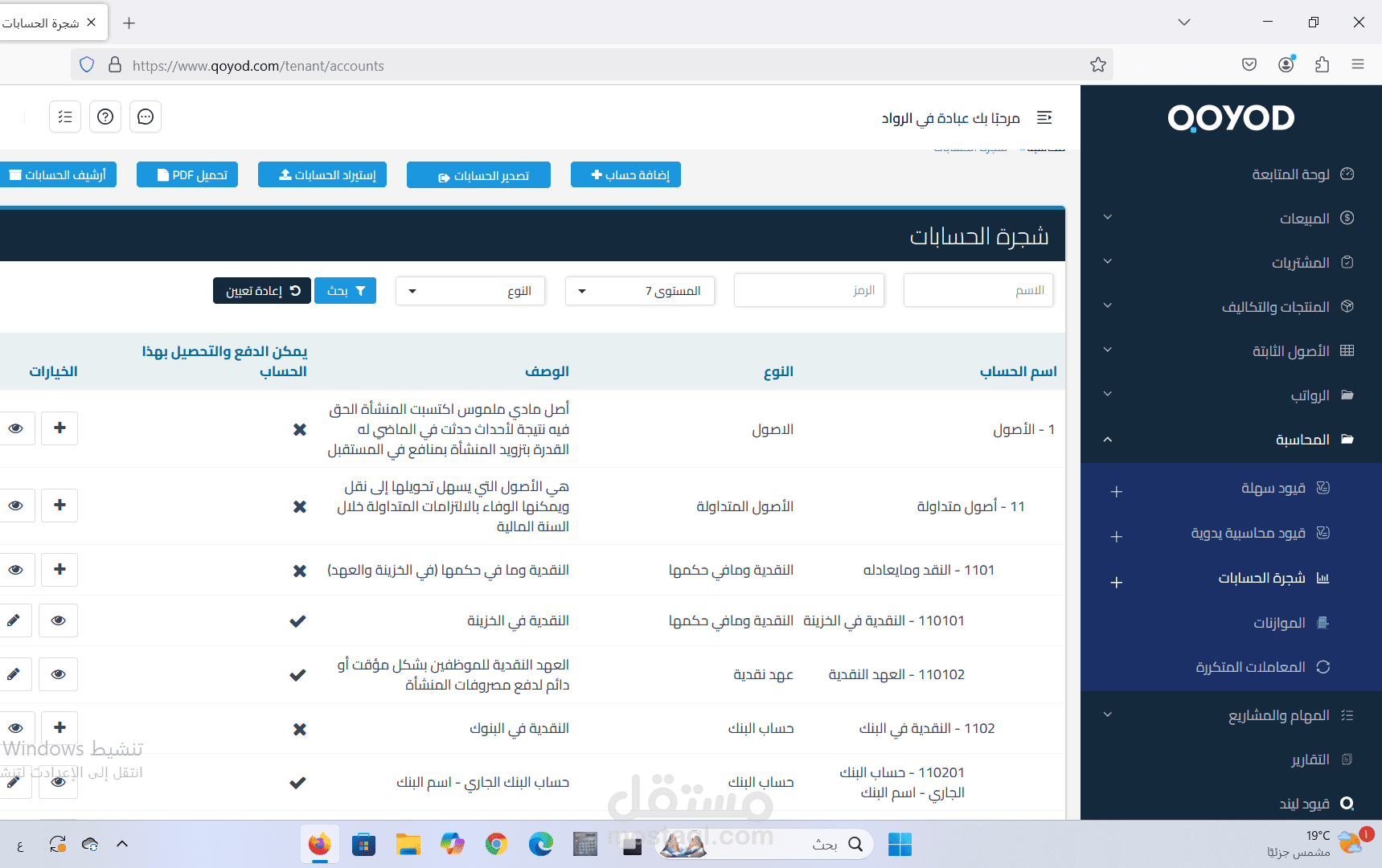 العمل على برنامج قيود السحابي