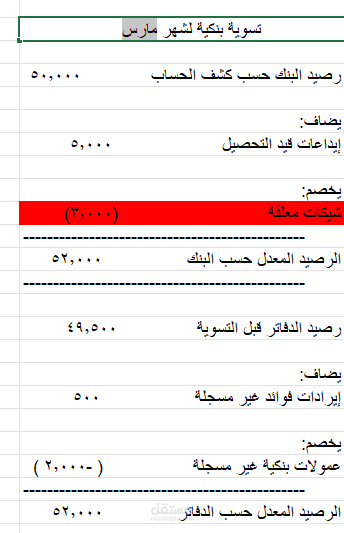 إعداد تسويات بنكية وتنظيم الحسابات