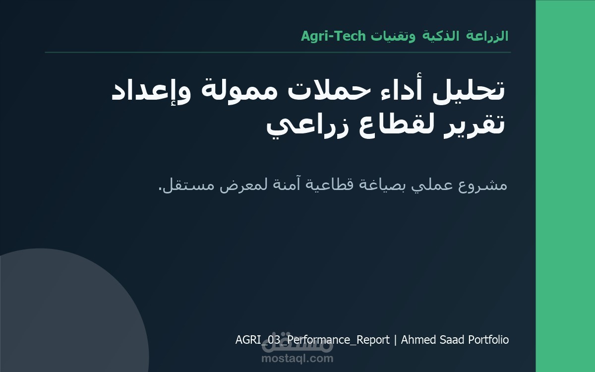 تحليل أداء حملات ممولة وإعداد تقرير لقطاع زراعي