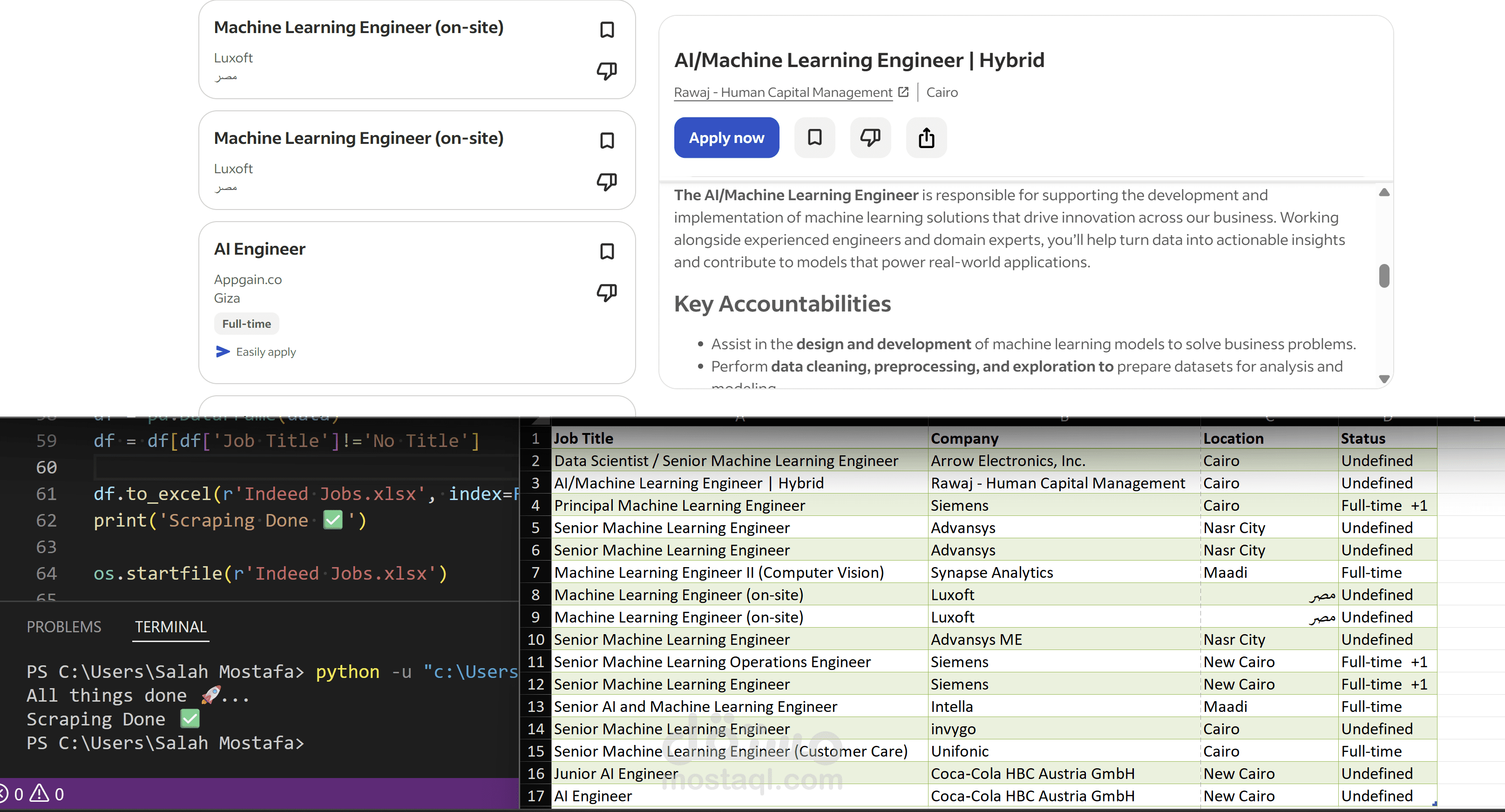 استخراج إعلانات الوظائف آليًا من Indeed باستخدام تقنيات Web Scraping