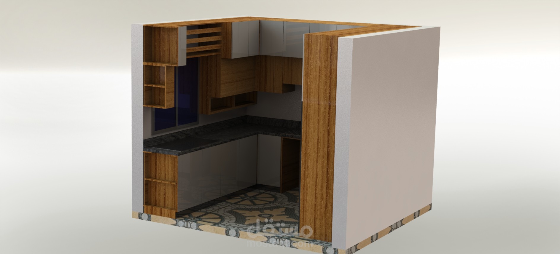 تصميم مطبخ كامل مع الرسومات التنفيذية والحصر: