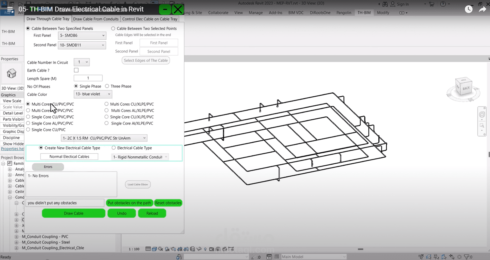 TH-BIM Draw Electrical Cable in Revit