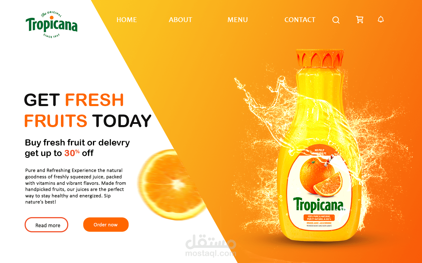 تصميم إعلاني لعصير Tropicana الطازج