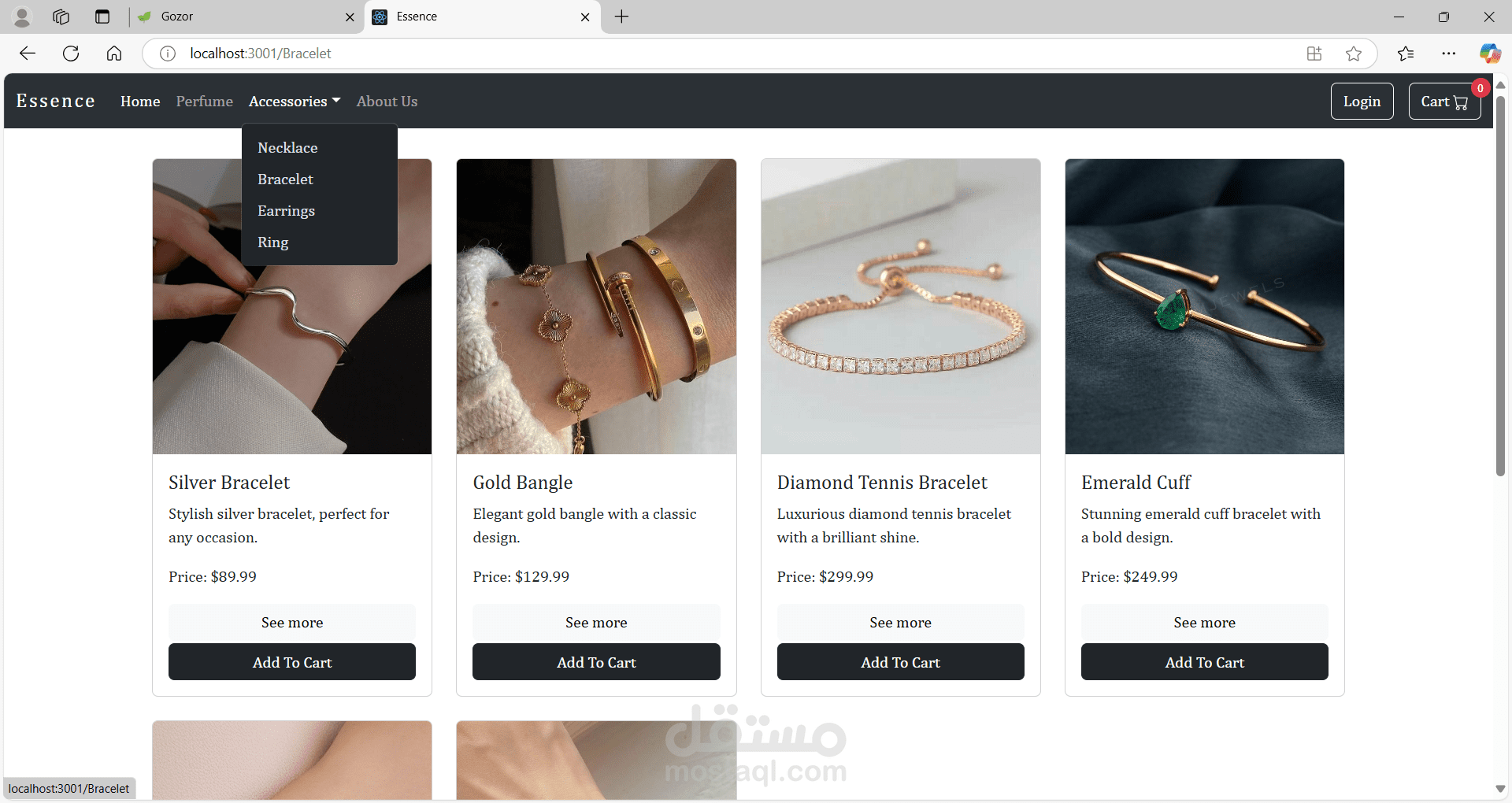 منصة E-Commerce  للعطور والإكسسوارات الراقية