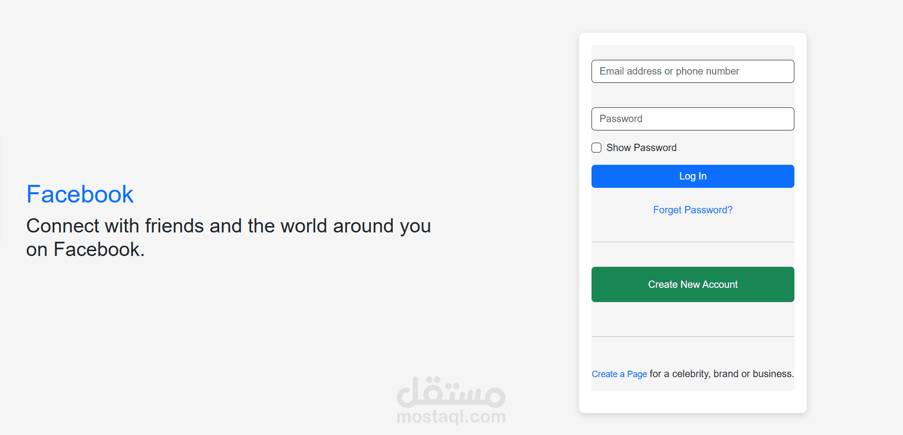 Facebook Login Page
