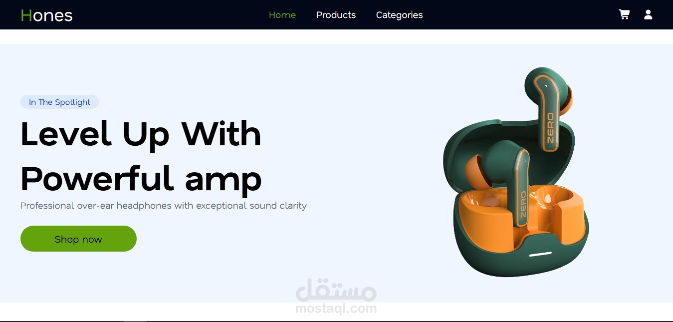 تطوير واجهة أمامية (Front-End) لمتجر إلكتروني لبيع السماعات