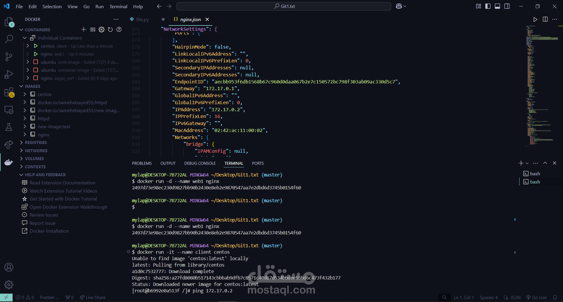 مشروع  Docker run web1 nginx