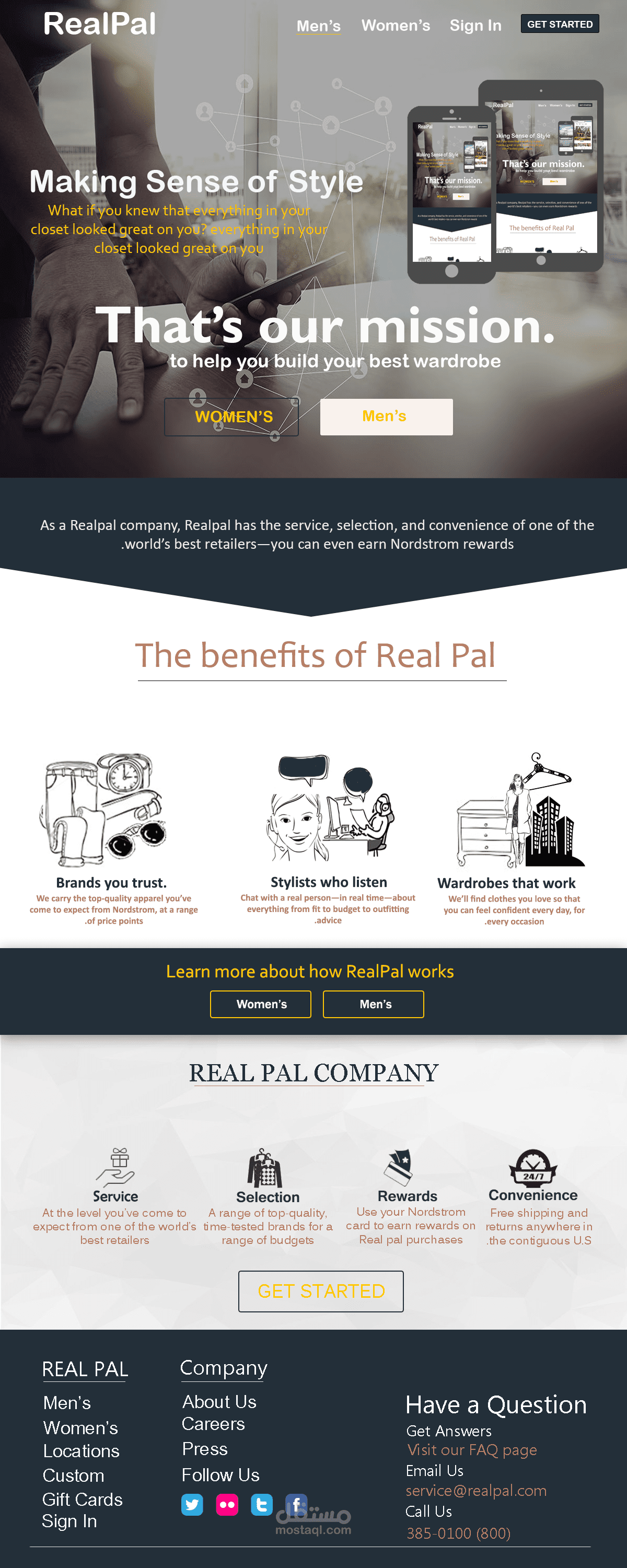 تصميم  لموقع realpal  صفحة الوجهة الرئيسيه معروض في peopleperhour
