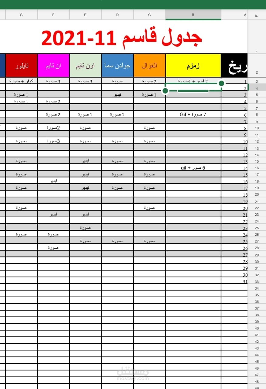 جدول قاسم لتقديم بيانات لحمله اعلانيه