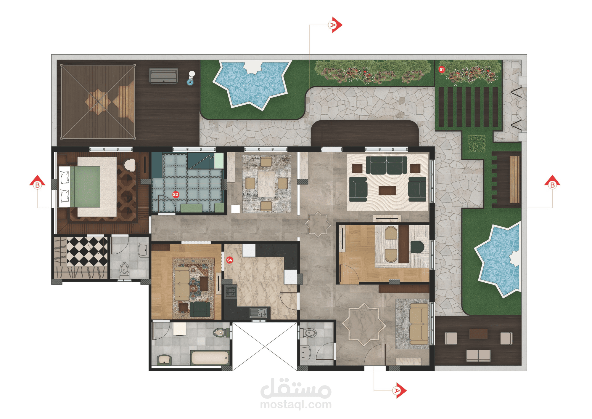 تصميم داخلي، رسم معماري وإظهار فوتوشوب